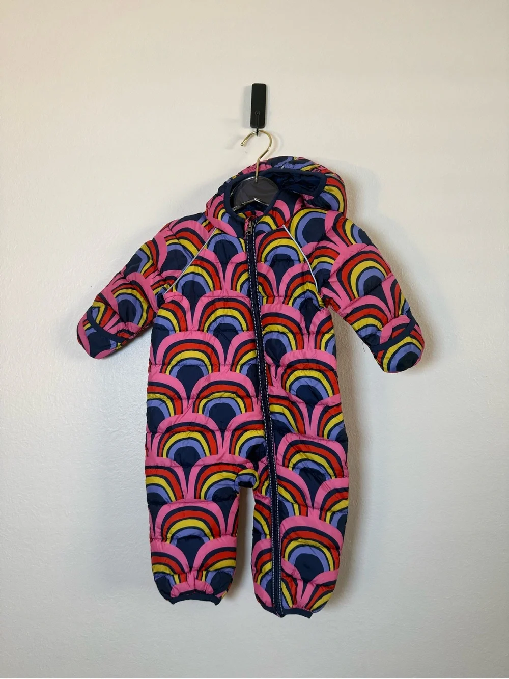 Hannah Andersson Printed Baby Snowsuit in Hello Rainbow